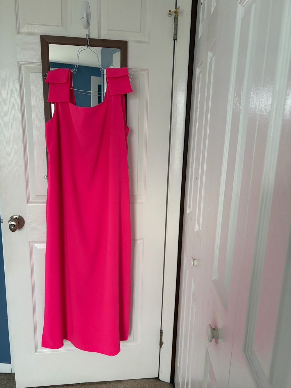 Lilly Pulitzer Hot Pink Maxi Dress with Shoulder Bows
